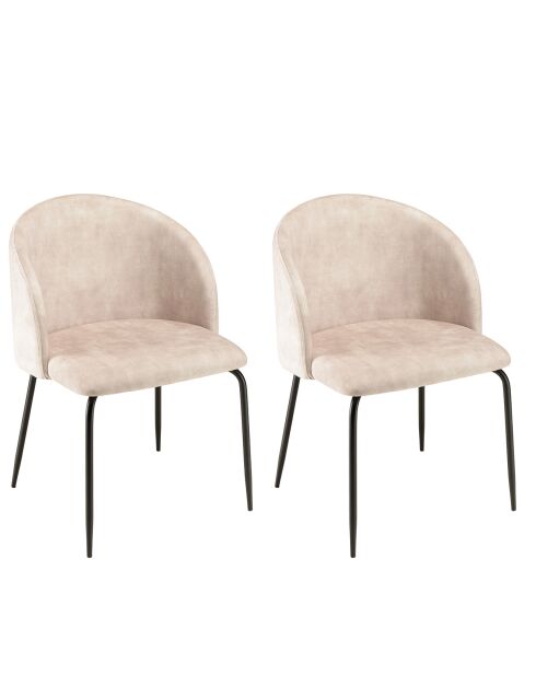 2 Chaises en Velours Tom beiges - 55x57x80 cm
