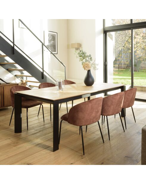 2 Chaises en Velours Tom acajou - 55x57x80 cm