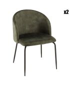 2 Chaises en Velours Tom vert sapin - 55x57x80 cm