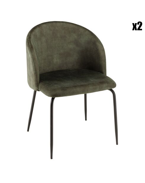 2 Chaises en Velours Tom vert sapin - 55x57x80 cm