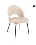 2 Chaises en Velours Tom dossier ouvert beiges - 51x55x79 cm