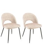 2 Chaises en Velours Tom dossier ouvert beiges - 51x55x79 cm