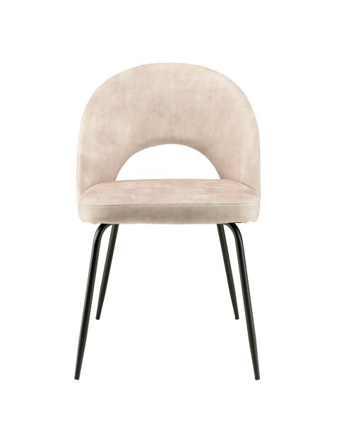 2 Chaises en Velours Tom dossier ouvert beiges - 51x55x79 cm