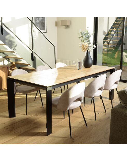 2 Chaises en Velours Tom dossier ouvert beiges - 51x55x79 cm