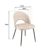 2 Chaises en Velours Tom dossier ouvert beiges - 51x55x79 cm