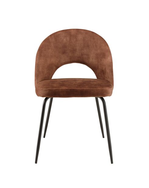 2 Chaises en Velours Tom dossier ouvert acajou - 51x55x79 cm