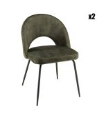 2 Chaises en Velours Tom dossier ouvert vert sapin - 51x55x79 cm