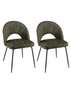 2 Chaises en Velours Tom dossier ouvert vert sapin - 51x55x79 cm