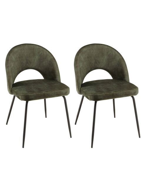 2 Chaises en Velours Tom dossier ouvert vert sapin - 51x55x79 cm