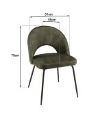 2 Chaises en Velours Tom dossier ouvert vert sapin - 51x55x79 cm