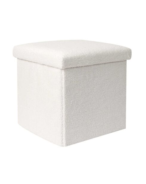 Coffre Pouf Pliable Bouclette blanc - 38x38x38 cm