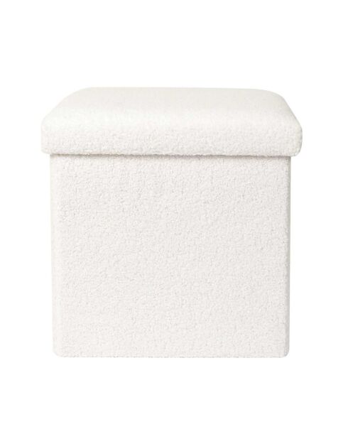 Coffre Pouf Pliable Bouclette blanc - 38x38x38 cm
