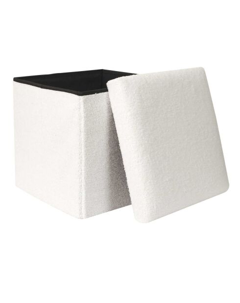 Coffre Pouf Pliable Bouclette blanc - 38x38x38 cm