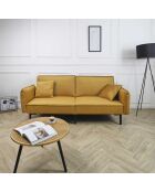 Canapé Convertible en Velours Giulia jaune - 198x83x90 cm