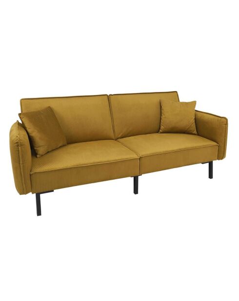 Canapé Convertible en Velours Giulia jaune - 198x83x90 cm