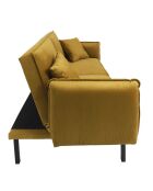 Canapé Convertible en Velours Giulia jaune - 198x83x90 cm