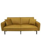 Canapé Convertible en Velours Giulia jaune - 198x83x90 cm