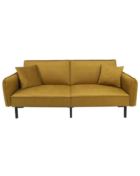 Canapé Convertible en Velours Giulia jaune - 198x83x90 cm