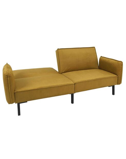 Canapé Convertible en Velours Giulia jaune - 198x83x90 cm