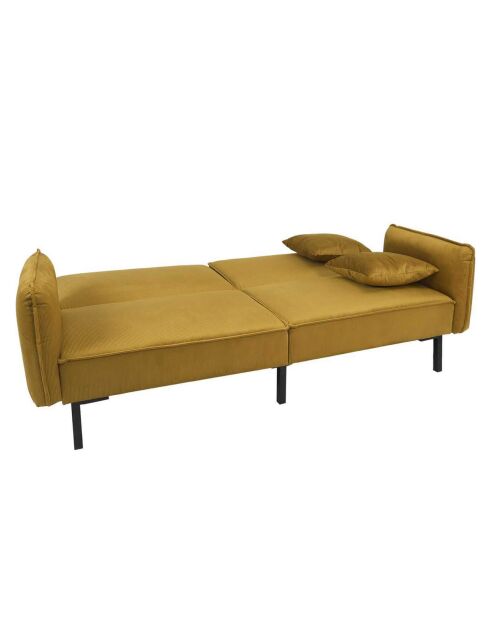 Canapé Convertible en Velours Giulia jaune - 198x83x90 cm