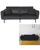 Canapé Convertible en Velours Giulia noir - 198x83x90 cm