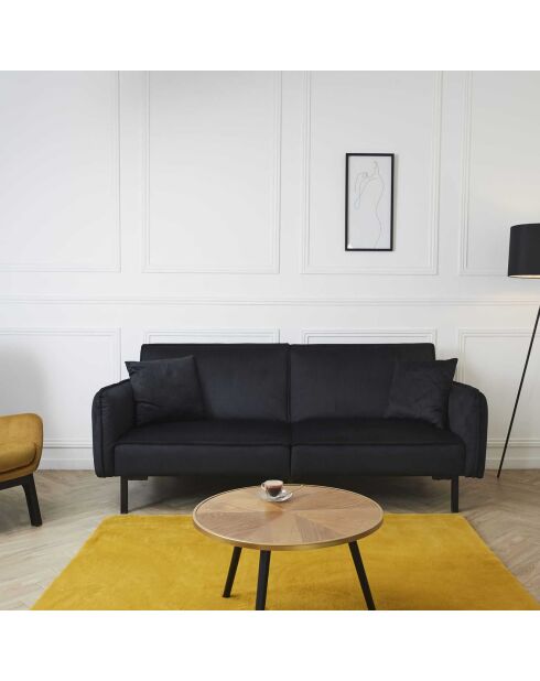 Canapé Convertible en Velours Giulia noir - 198x83x90 cm