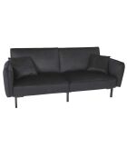 Canapé Convertible en Velours Giulia noir - 198x83x90 cm