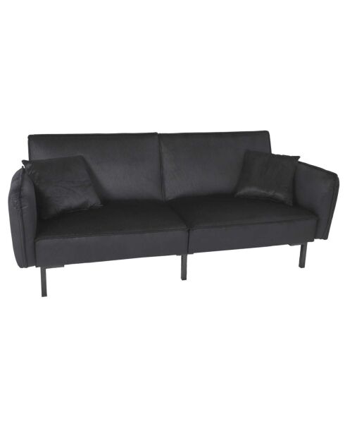 Canapé Convertible en Velours Giulia noir - 198x83x90 cm