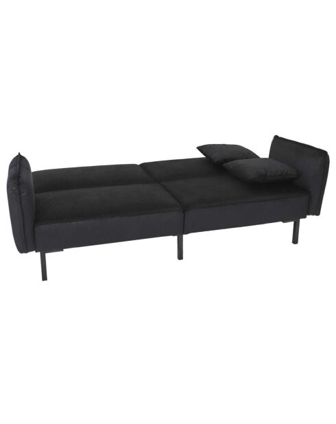 Canapé Convertible en Velours Giulia noir - 198x83x90 cm