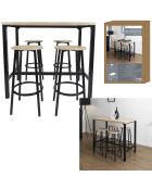 Table Mange debout + 4 Tabourets Loka marron/noir - 100x60x86 cm