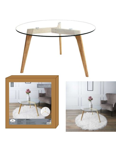 Mesa redonda de vidrio marrón/transparente - D.80x45.5 cm