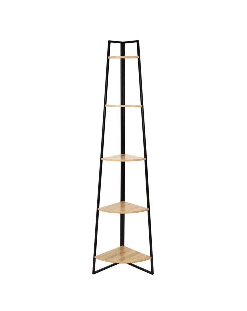 Etagère Angle 5 Niveaux Bois et Métal marron/noir - 180x34.5x34.5 cm