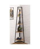 Etagère Angle 5 Niveaux Bois et Métal marron/noir - 180x34.5x34.5 cm