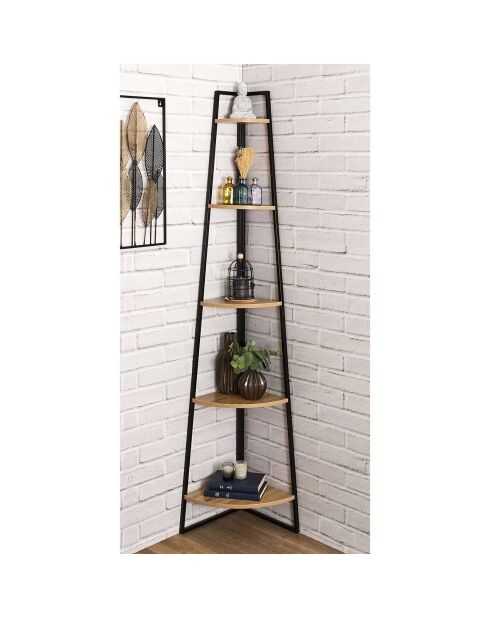 Etagère Angle 5 Niveaux Bois et Métal marron/noir - 180x34.5x34.5 cm
