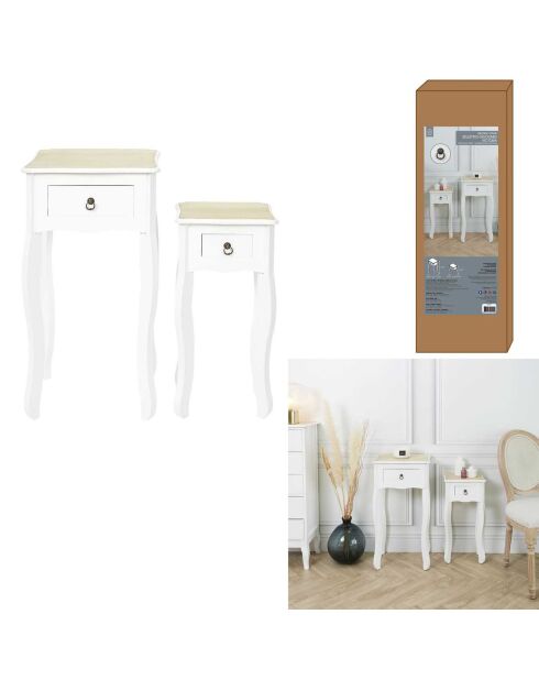 2 Selettes Victoria blanches - 40x30x75 cm