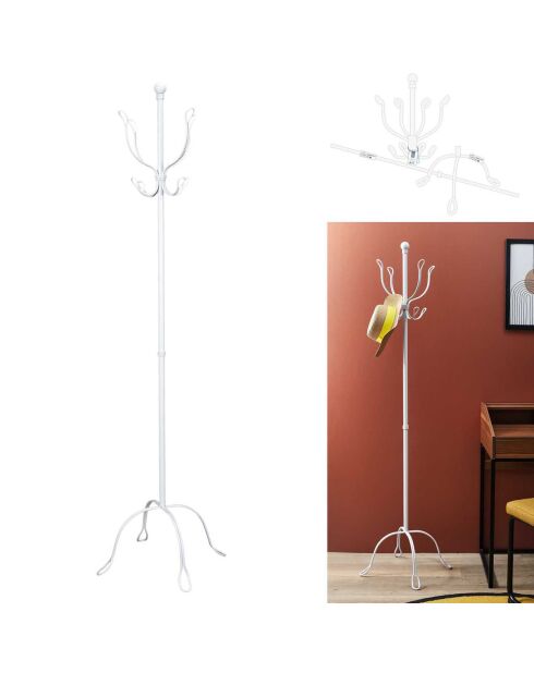Porte-manteau Vintage Métal blanc - 50x50x170 cm