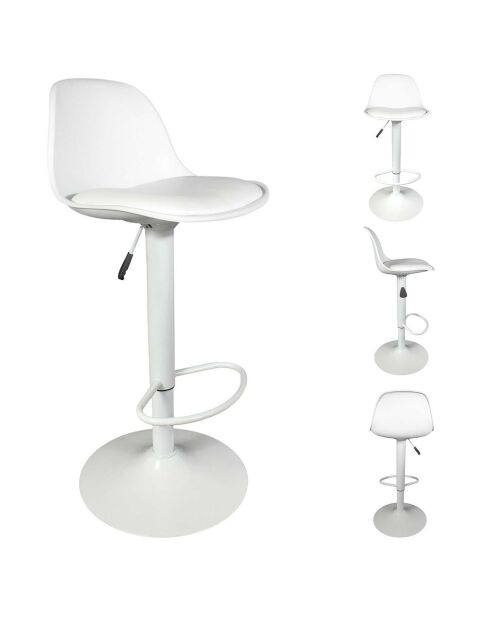 2 Tabourets de Bar Isak blancs - 38x41.5x104 cm