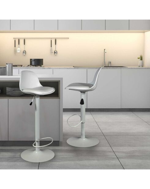 2 Tabourets de Bar Isak blancs - 38x41.5x104 cm
