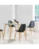 Table en Verre Pieds Métal Effet Bois transparent/beige - 115x75x75 cm