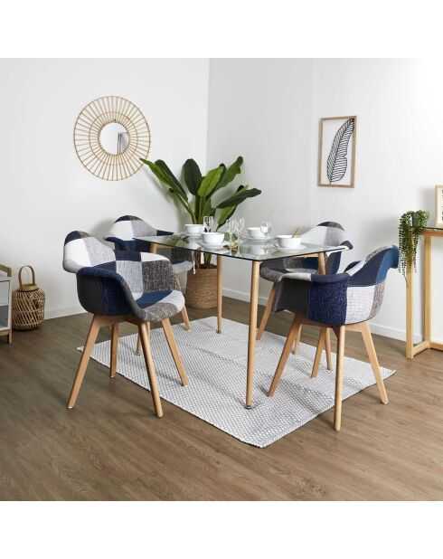 2 Fauteuils Patchwork bleu/gris/marron - 59x64.5x85 cm