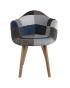 2 Fauteuils Patchwork bleu/gris/marron - 59x64.5x85 cm