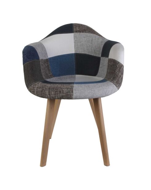 2 Fauteuils Patchwork bleu/gris/marron - 59x64.5x85 cm