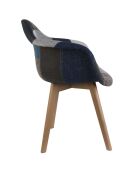 2 Fauteuils Patchwork bleu/gris/marron - 59x64.5x85 cm