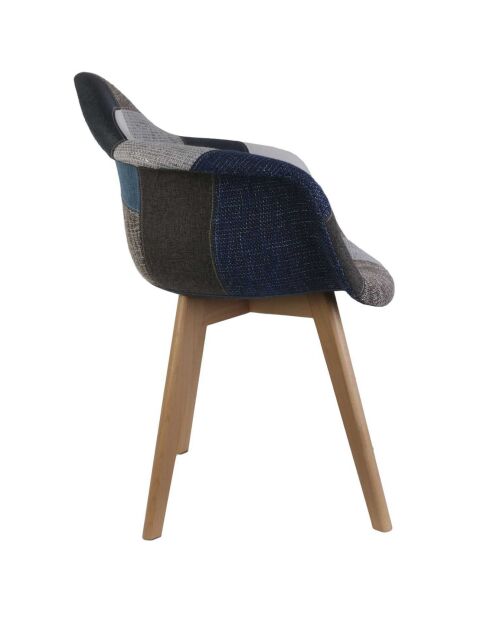 2 Fauteuils Patchwork bleu/gris/marron - 59x64.5x85 cm