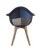 2 Fauteuils Patchwork bleu/gris/marron - 59x64.5x85 cm