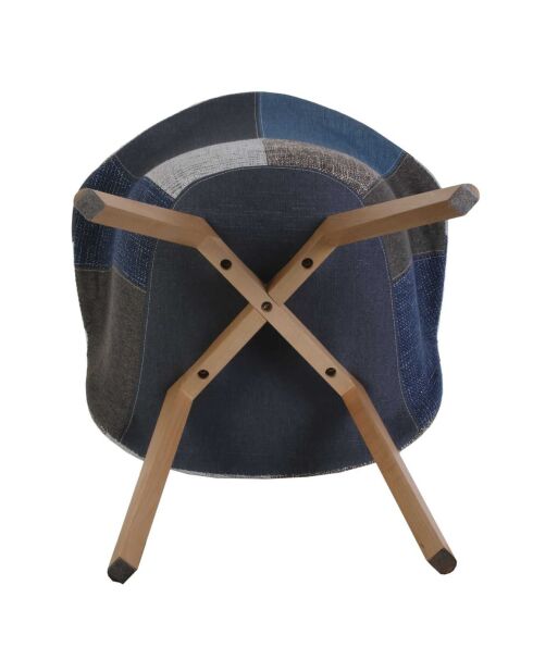 2 Fauteuils Patchwork bleu/gris/marron - 59x64.5x85 cm