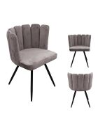 2 Chaises en Velours Ariel grises - 59.5x47.5x79 cm