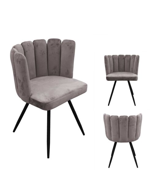 2 Chaises en Velours Ariel grises - 59.5x47.5x79 cm