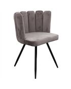 2 Chaises en Velours Ariel grises - 59.5x47.5x79 cm