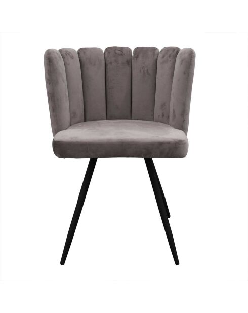2 Chaises en Velours Ariel grises - 59.5x47.5x79 cm